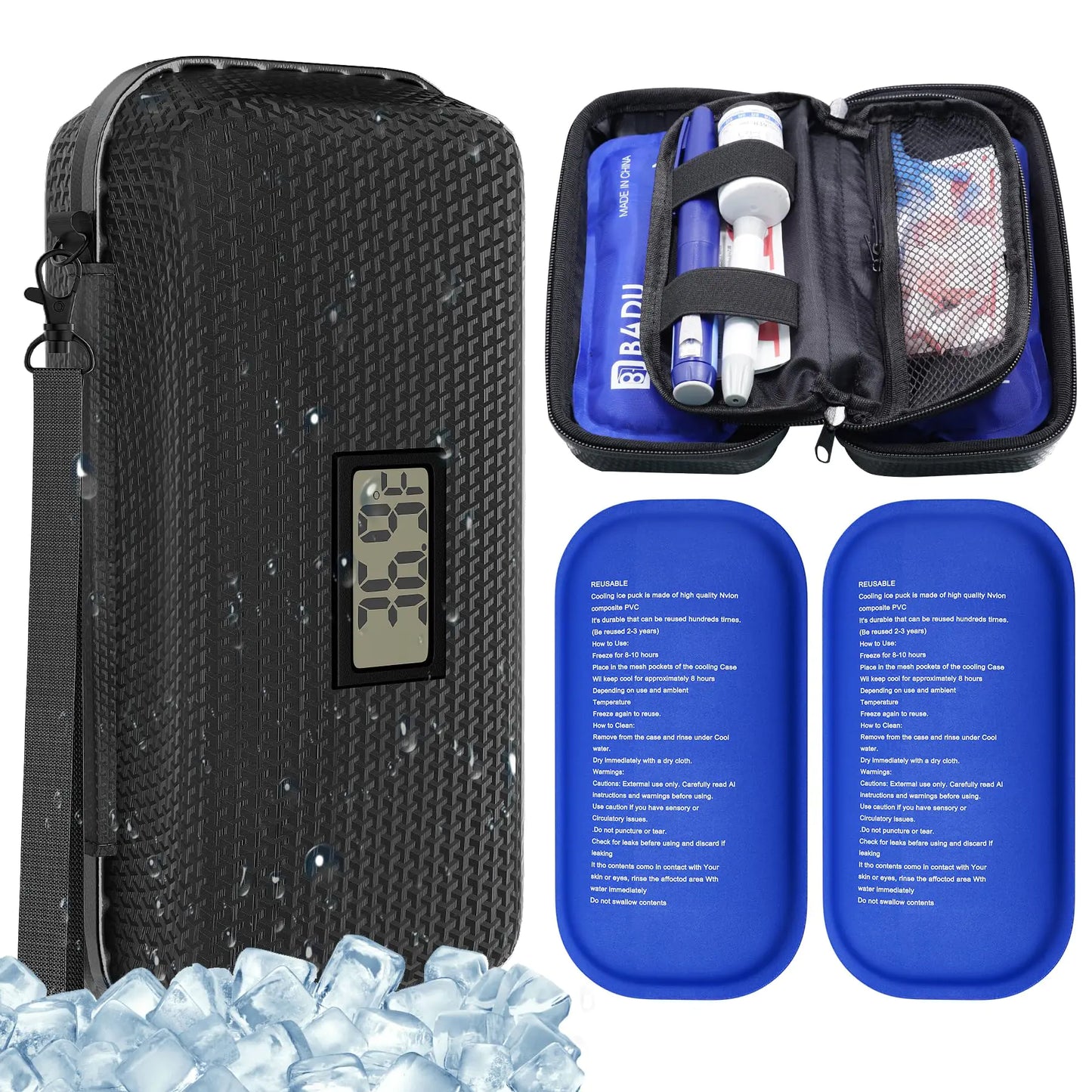 Insulin Cooler Travel Case Tsa Approved Refrigerated Medicine Cooling Case with Ice Pack for Diabetes Care Supplies