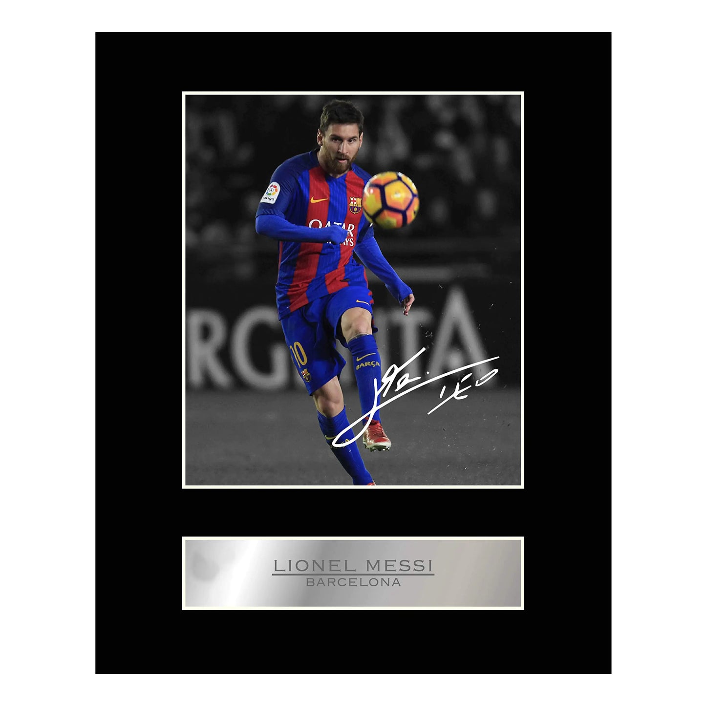 Iconic pics Lionel Messi Barcelona Signed Mounted Photo Display